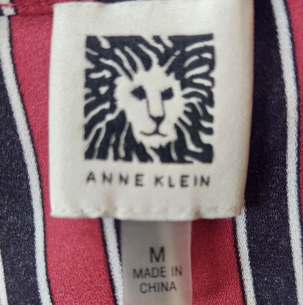Anne Klein Sleeveless Career Top Size Medium Black Red Stripes - Picture 7 of 9